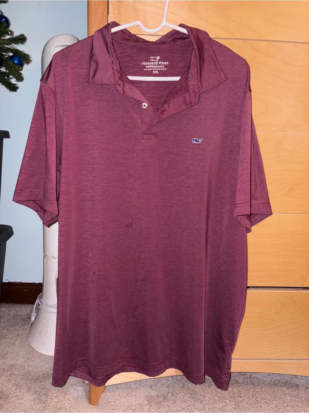 Vineyard Vines Men's Burgundy Polo with Whale Logo